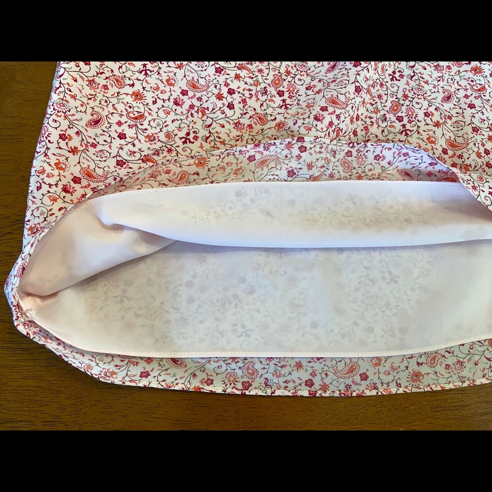 Pink Floral Silk Skirt with Ribbon Tie - Picture 4 of 6